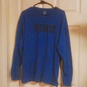 Pink long sleeve blue tee size L